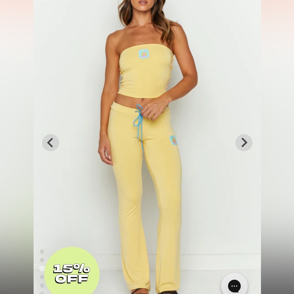 SOLD NWOT omighty aloha boob tube in butter & aloha pants in butter